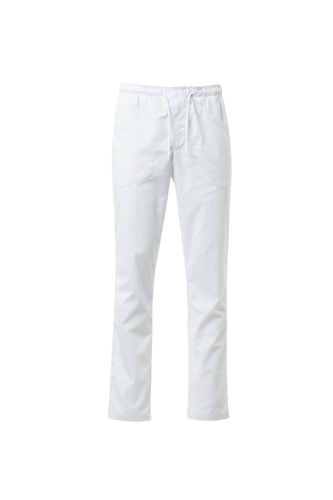 GIBLOR'S Pantalone Bianco Da Cucina Mod. Enoch – Lungo, Con Cintura Elastica, Chiusura A Bottone E Tasche Multiple